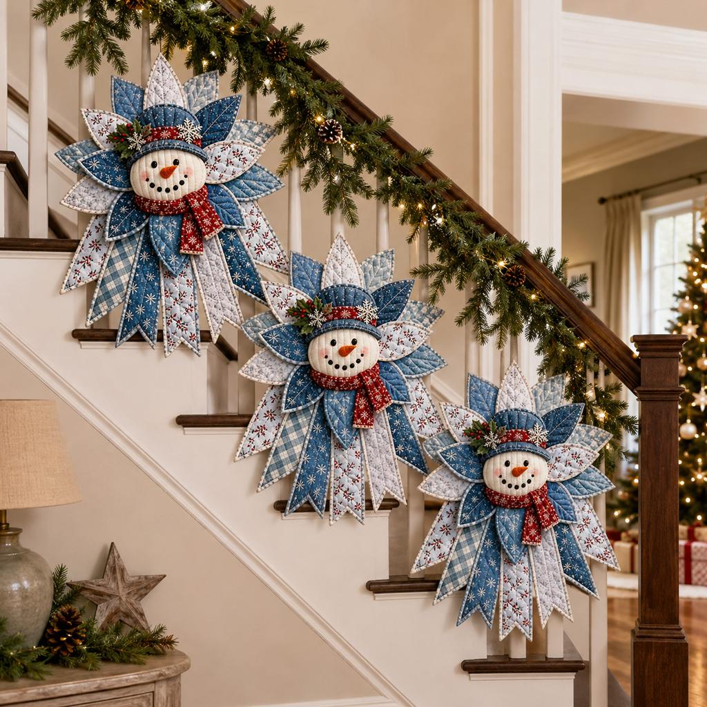 Gestepptes Weihnachts-Schneemann-Set für DIY-Feiertagsbasteln und Winter-Heimdekoration
