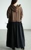Gold Japan Plus Size Long Sleeve Hoodie with and Sizes Brown Women's Dress, Drawstring, Pockets, Flare, Fall/Spring, LL-3L, (nw-25046)