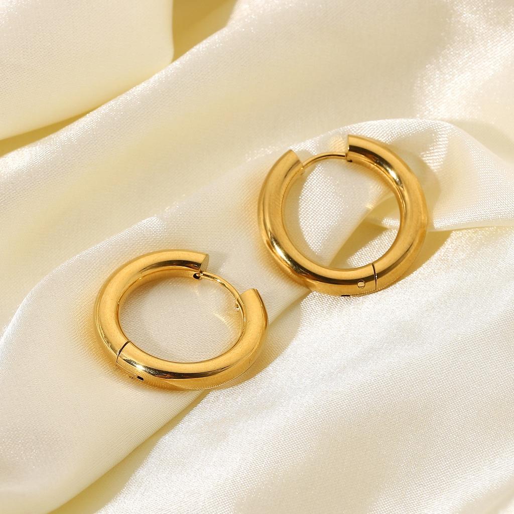 Stainless Goldplated Elegant Steel Geometric Hoop Earrings 18k Gold Titanium Steel Earrings Circle