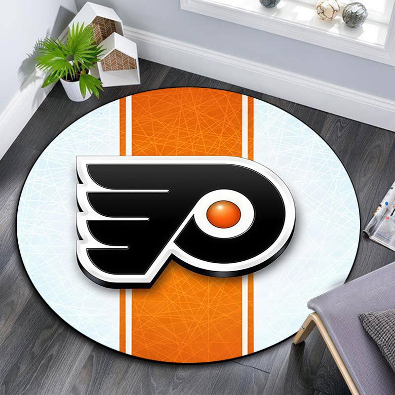 Philadelphia Flyers,Round Area Rug,Carpet Rug for Living Room Bedroom Sofa Playroom Decor,Non-slip Floor Mat