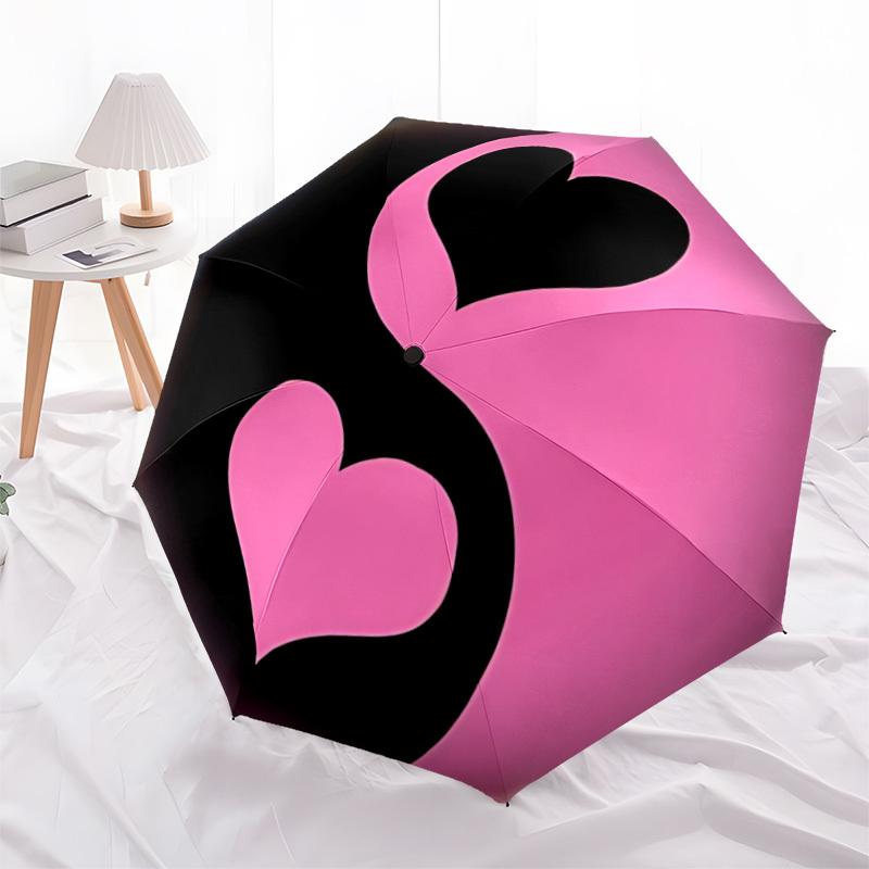 1PC Heart Yin Yang Automatic Open/close Umbrella with 8-Rib Structure for Women/Men, All-Season Use - Travel Essential, Stylish Accessory, Highquality
