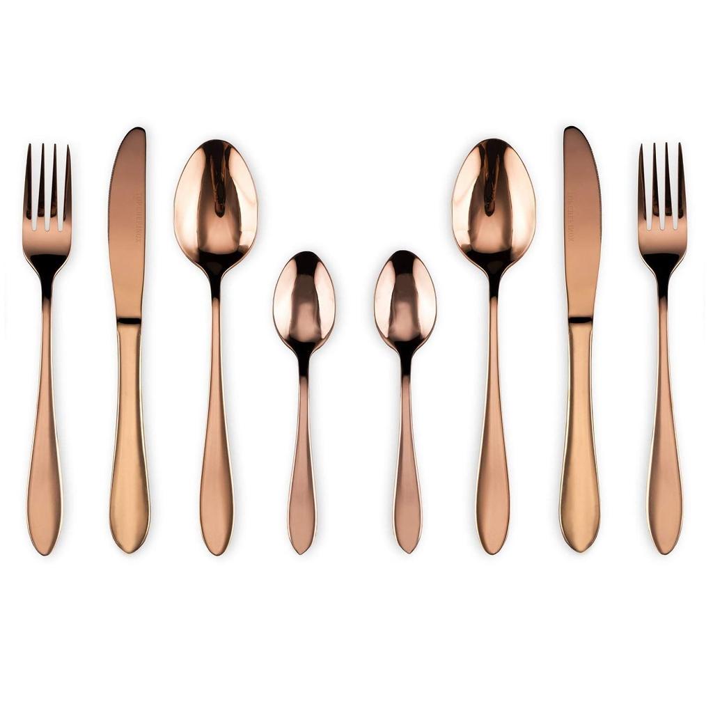 Mirror Finish Rose Gold Plated Stainless Steel Flatware Set Copper Silverware Set Rose Gold Spoon