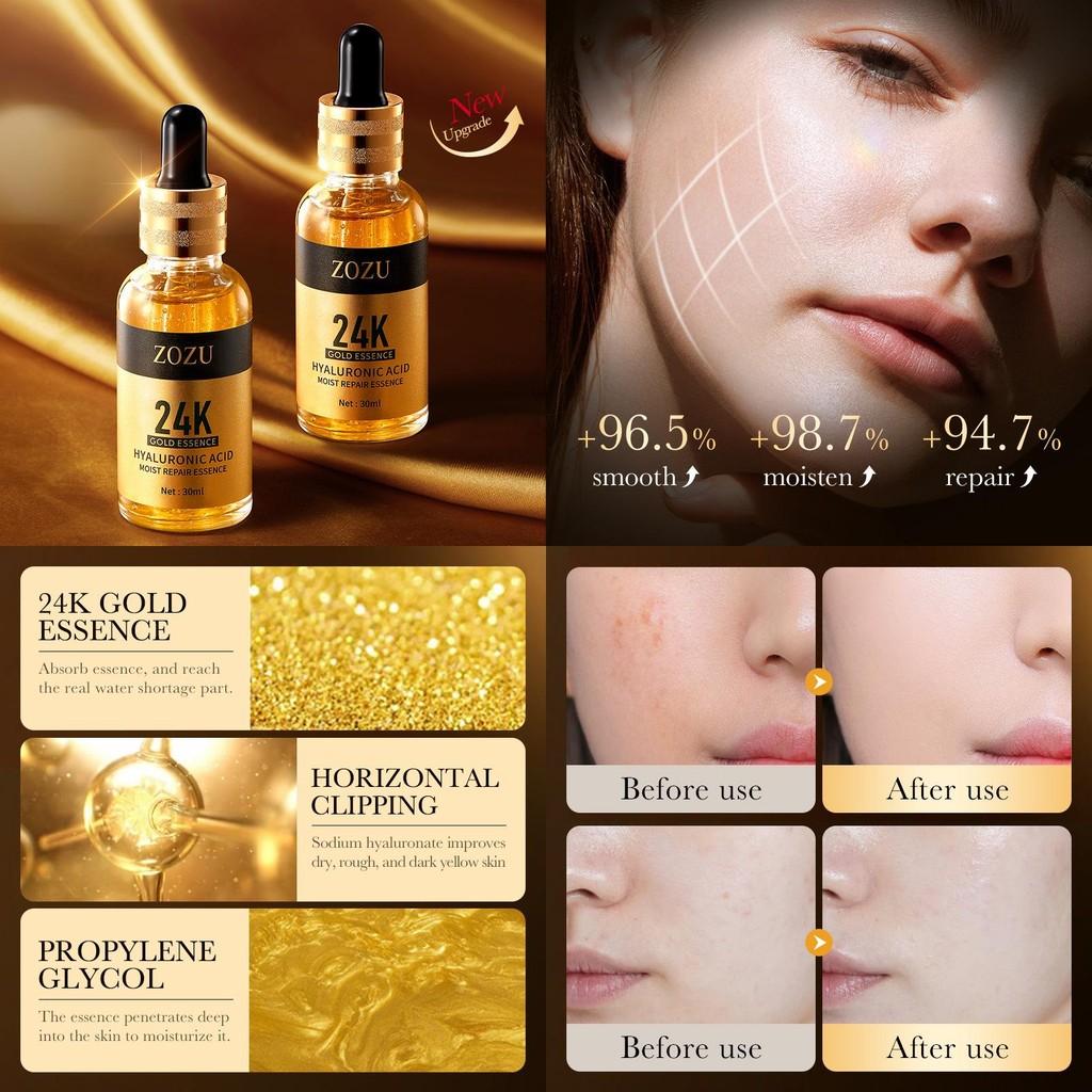 Zozu 24k Gold Hyaluronic Acid Hydrating Repair Essence Liquid For All Skin Types