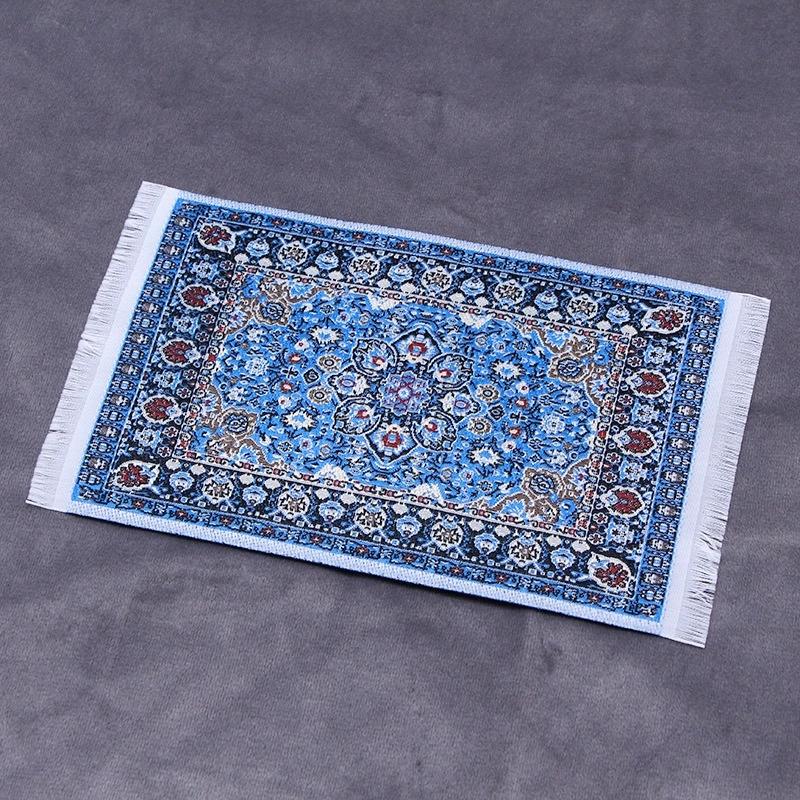 Floral Pattern Mat Mini House Decor Turkish Style Miniature Weaving Rug Dollhouse Carpet Doll Accessories Floor Coverings