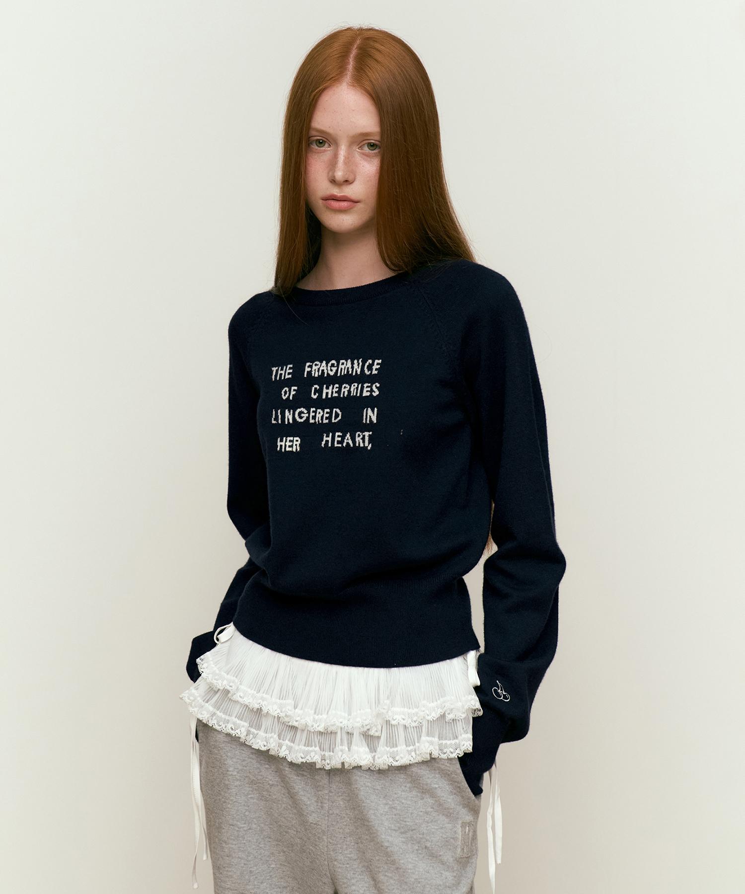 Kirsh Cherry Concept Wording Knit [Dark Navy] 1