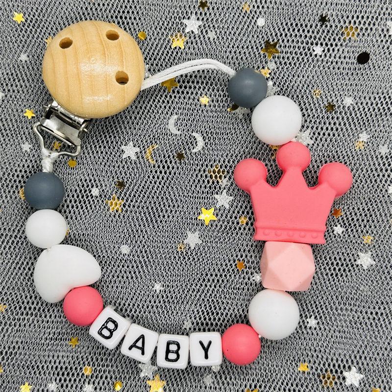 Custom Personalized Name Pacifier Clips BPA Free Silicone Silicone Baby Pacifier Clips Colorful Pacifier Chain Holder Teething