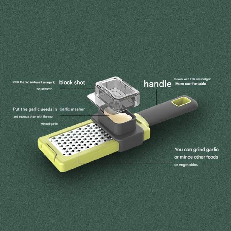 Mango Ergonómico Procesador de Ajo Prensa Molinillo Rallador Manual Pequeña Cortadora de Verduras Herramienta de Rallado Almacenamiento Compacto