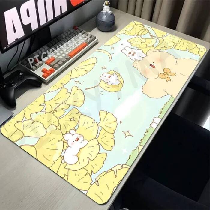 Little Bear In The Flower Sea Gaming Mousepads Desk Rug Gamer Mousepad Large Mouse Mat Desk Pads Keyboard Mats Design Mouse Pad