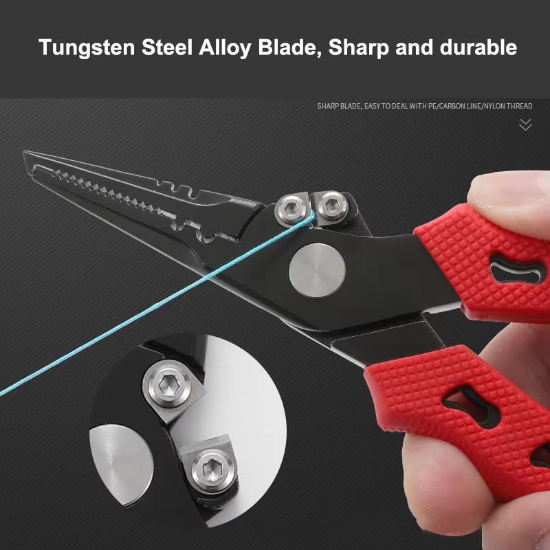 Stainless Steel Fishing Pliers Clamp Split Ring Tungsten Steel Blade Line Cutter Multifunction Fishing Tackle Fishing Gear