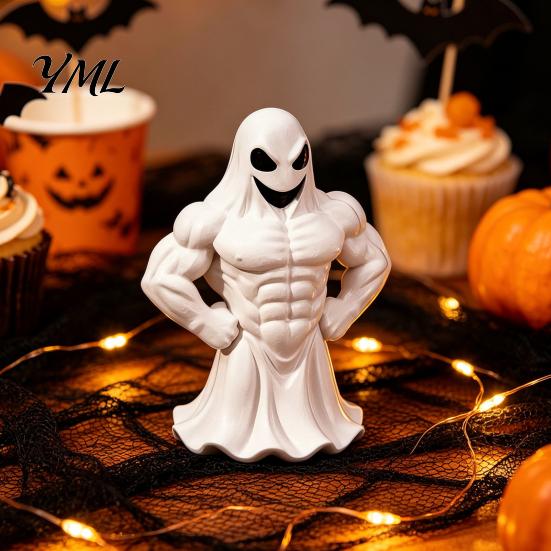 3D Printed Statue Buff Ghost Figurine, Funny Muscle Desktop Interesting Decor Ornament, Spooky Halloween Decor, Novelty Home Tabletop Decoration