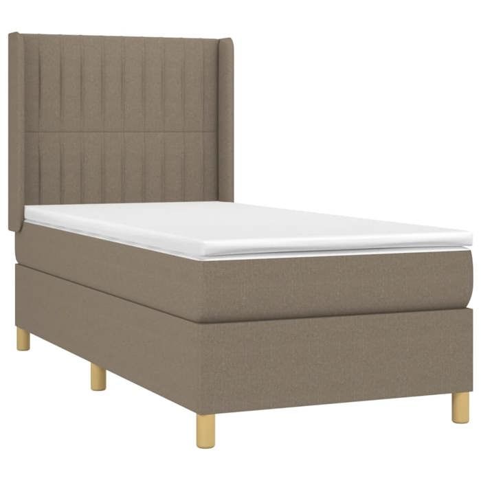 Maison Exclusive - Sommier à lattes de lit avec matelas Taupe 100x200 cm Tissu