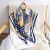 Summer new ink painter hand curling 91 square scarves in stock simulated silk twill temperament shawl manufacturer