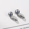 Classic Sparkling Sapphire Copper Ear Buckle, Diamond Set Round Versatile Earrings