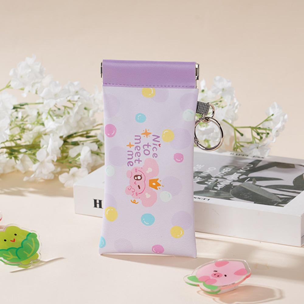 

Cartoon Sun Glasses Pouch PU Leather Eyewear Storage Bags Reading Glasses Bag for Women Girls фіолетовий