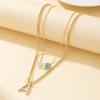 Trendy European & American Double-Layer Letter Necklace - Versatile Resort Style for Women