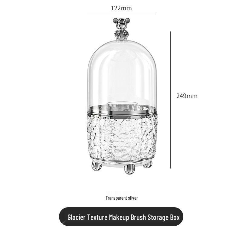 Rotating Dustproof Makeup Brush and Cosmetics Organizer with Large Capacity