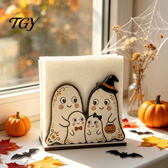 Creative Napkin Holder for Shelves Halloween Wooden Dining Table, Paper Towel Holder, Seasonal Kitchen Table Ornament Freestanding Tissue Dispenser