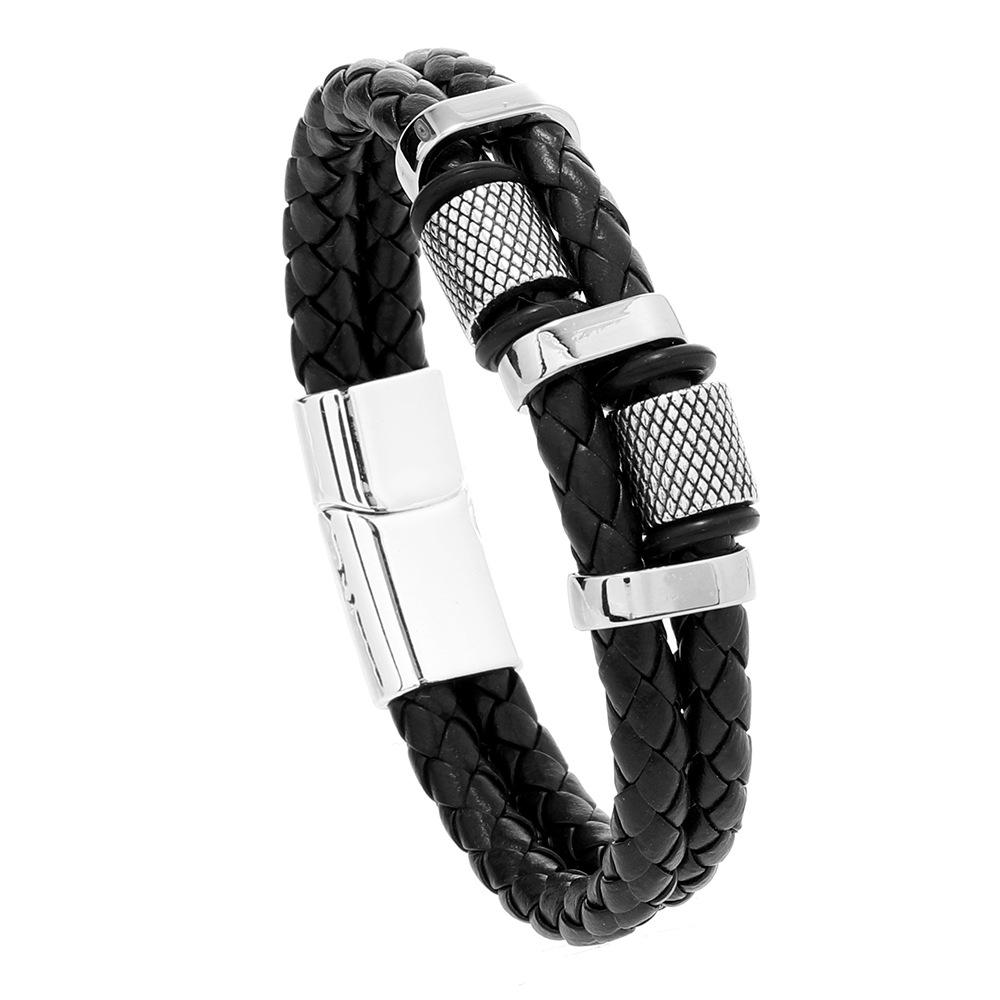 Men's Multilayer Leather Bracelet with Magnetic Alloy Clasp - Euro-American Fashion Accessory
