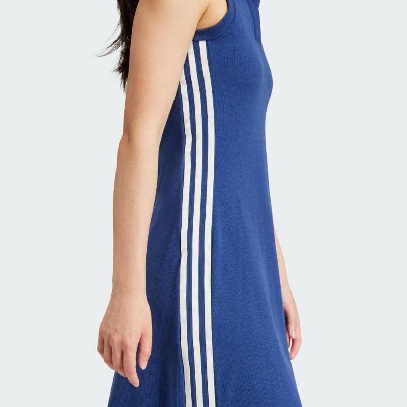 adidas Women's Ribbed Sleeveless Bodycon Dress Dark Blue Women IR6126