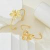 iF ME 2pcs Gold Color Flower Bowknot Open Cuff Bangle Set For Women European & American Minimalistic Elegant Design Bracelet Jewelry
