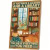 Vintage Metal Garden Sign, Inspirational Quote Wall Decor for Home Library Bookshelf, Rustic Hanging Plaque, Farmhouse