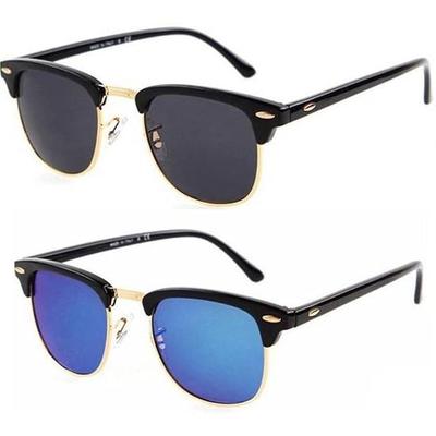 Dervin Unisex Adult Rectangular Sunglasses Multicolor Frame, Black Blue Lens (Standard) - Pack of 2