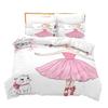 3D Digital Printing Three-Piece Bedding Girl Kit Pink Ballet Princess Dance Bedding