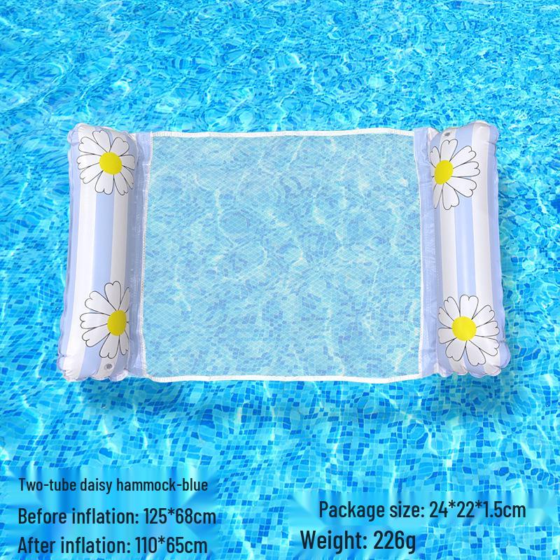 Tumbona Flotante Inflable Plegable Transfronteriza con Respaldo y Malla