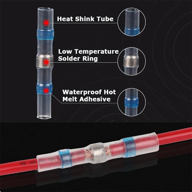 

30 шт. Термозбіжна трубка з кільцем припою, ізоляція, водонепроникна, клемник для проводів, стикування проводів, термозбіжний, швидкий клемник