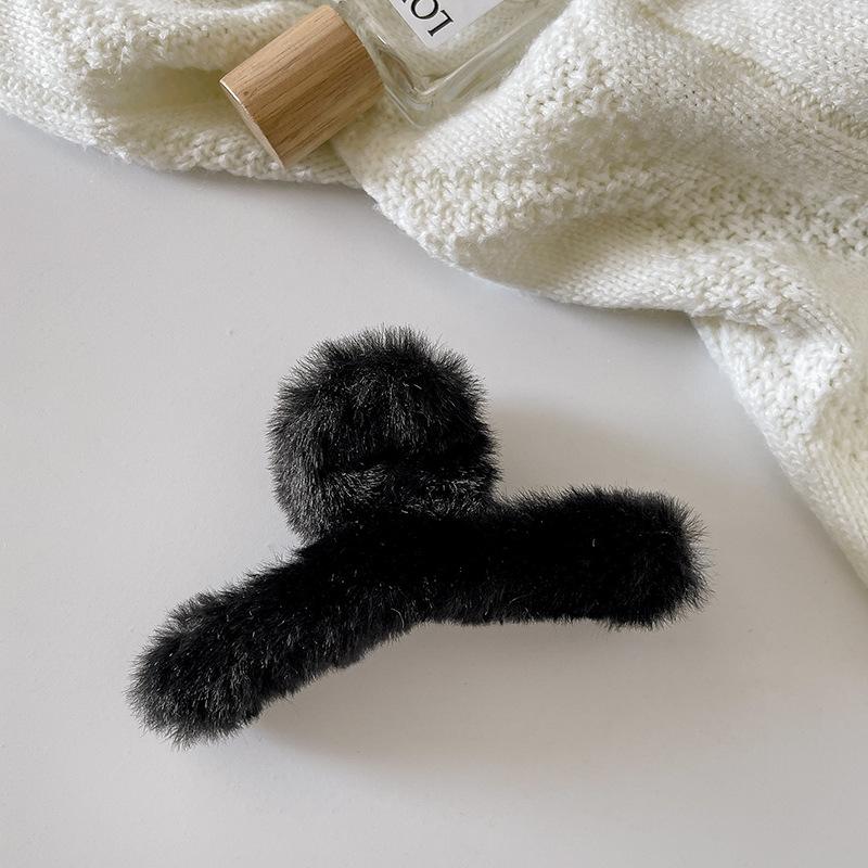 Autumn And Winter Plush Grab Clip Maillard Rectangular Shark Clip Back Of Head Love Fluff Clip Cloud Disc Hair Accessories Women