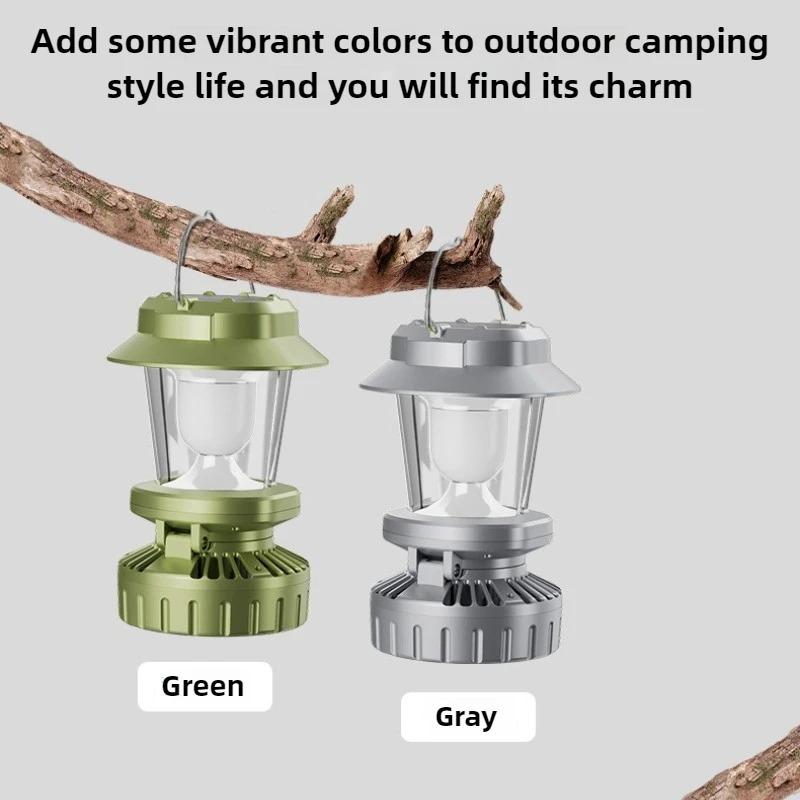 Barbecue fan camping light rechargeable tent environmental light outdoor portable emergency work light bright flashlight fishing hiking