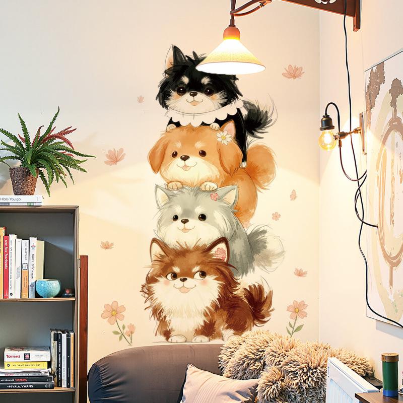 Adorable Cartoon Cat Wall Stickers: Self-Adhesive, Stackable Decor for Kids' Rooms