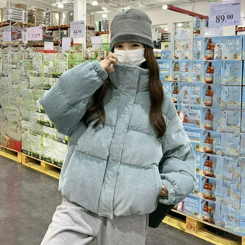 

Corduroy Cotton Jacket Women s Kendou Style Small Thickened Bread Jacket College Style Jacket XL зелёный