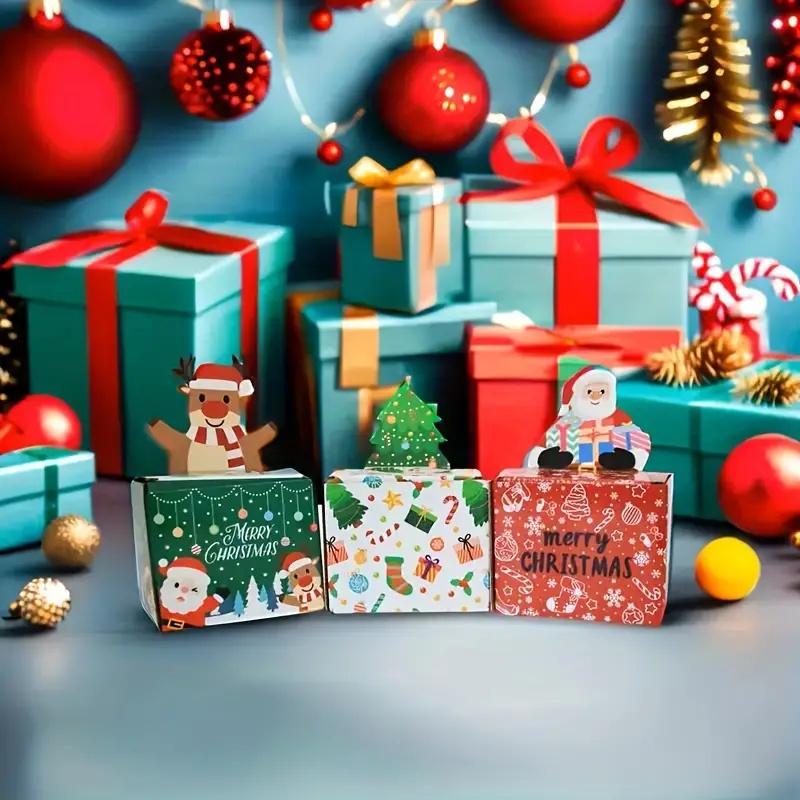 1-10PCS Christmas Gift Father Christmas Elk Christmas Tree Pattern Money Draw Surprise Box Festive Small Gifts Party Supplies