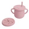 Silicone Baby Straw Cup - Cute Training Sippy Cup with Handles, Straws, Lids - Reusable Snack Cups Feeding Supplies for Toddlers