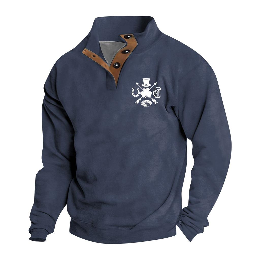 Men's Round Neck Long Sleeve Top Valentine's Day Printed Pullover Couple Sweatshirt
