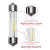 4X Festoon 31MM 36MM 39MM 41MM C5W C10W Led Bulbs COB Glass Door Trunk Housing Dome Lamp Car License Plate Light White 6000K 12V