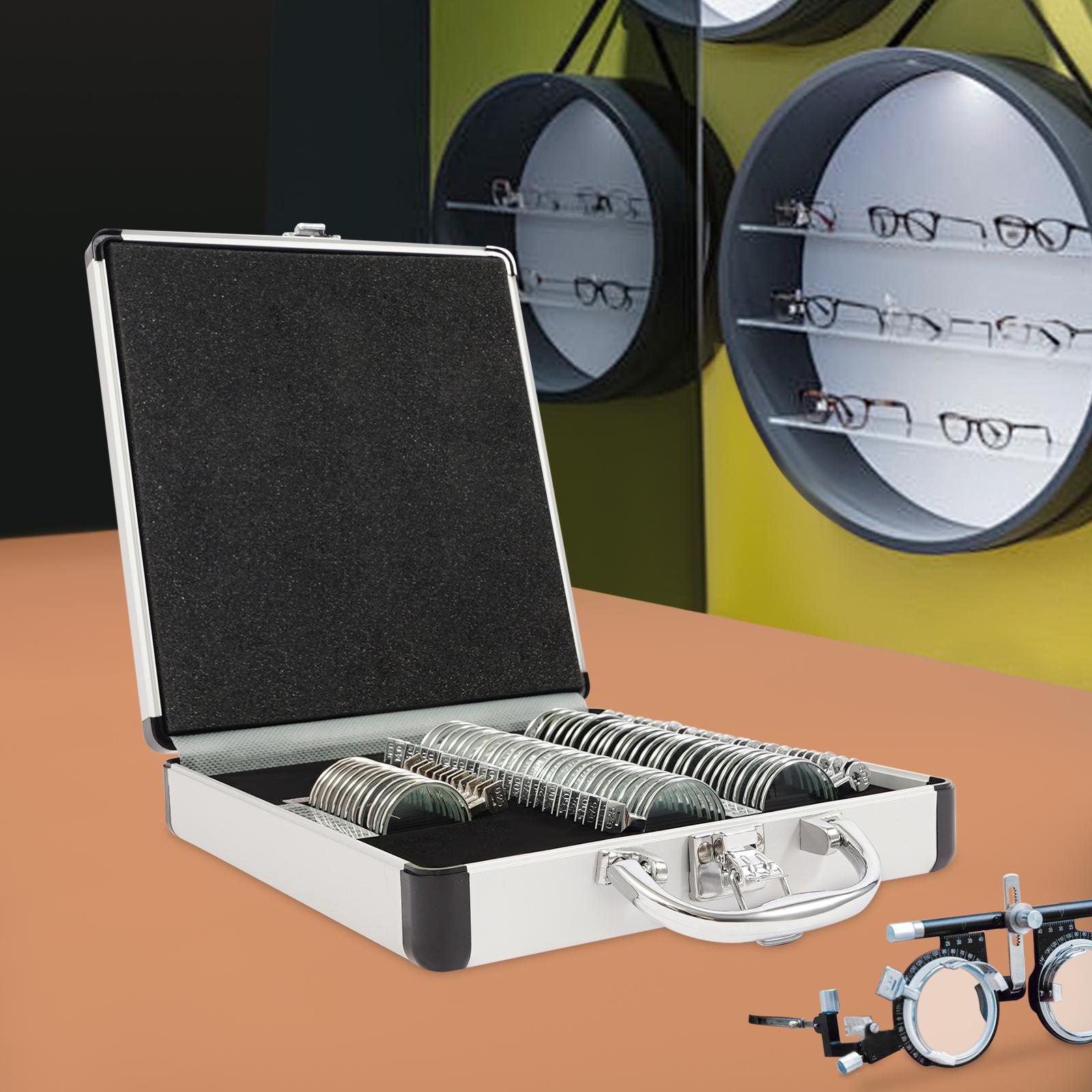 

Набор пробных линз из стекла и алюминия, 68 шт., с футляром для хранения, серебристый 24*22*5,5 см, набор пробных линз для оптометристов серебряный