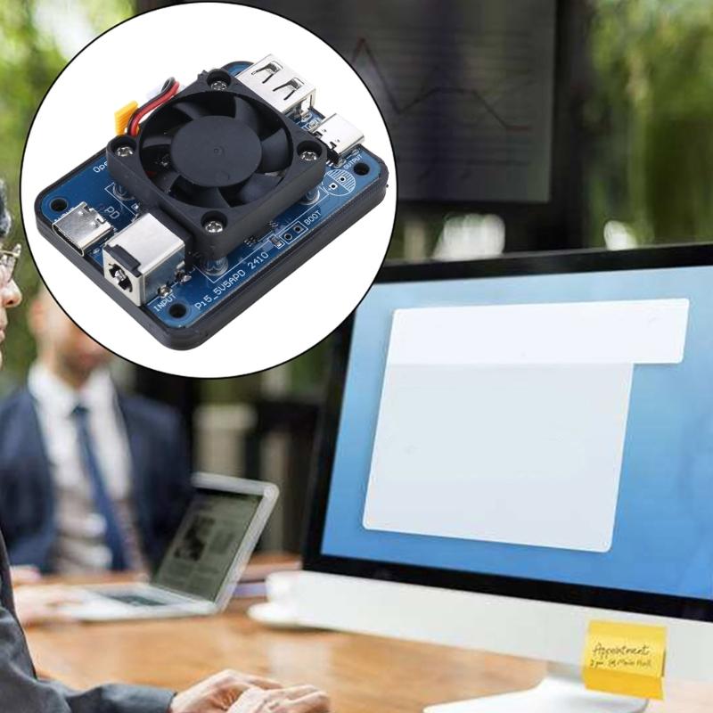 5V5A PD Leistungsmodul für RPi 5, PD Eingang, Weitbereichseingang, Mehrere Schnittstellen mit Lüfter