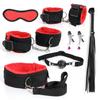 BDSM Bondage Bundle Set Leather Plush Blindfold Handcuffs Whip Nipple Clip Adult Sex Toys Women Erotic Restraint Game Kit