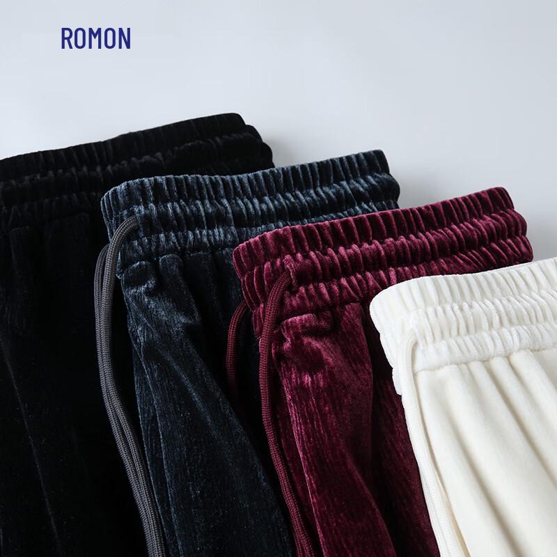 ROMON Women's Velvet Straight-Leg Wide-Leg Casual Pants
