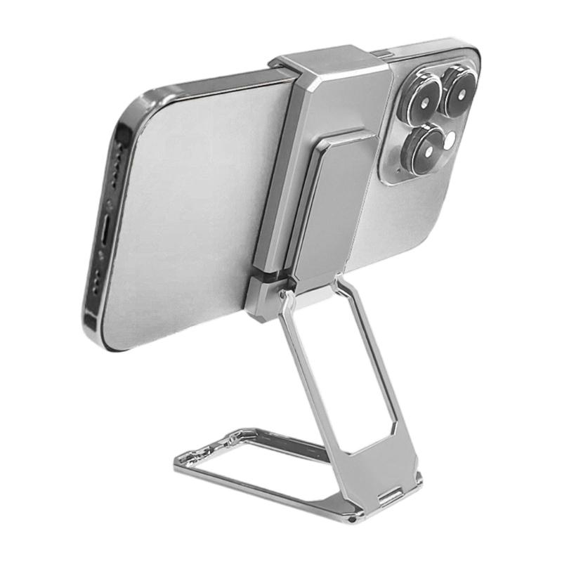 Portable Desktop Phone Holder Adjustable Viewing Angles Rotating Foldable Zinc Alloy Base For Stable Phone Mounting