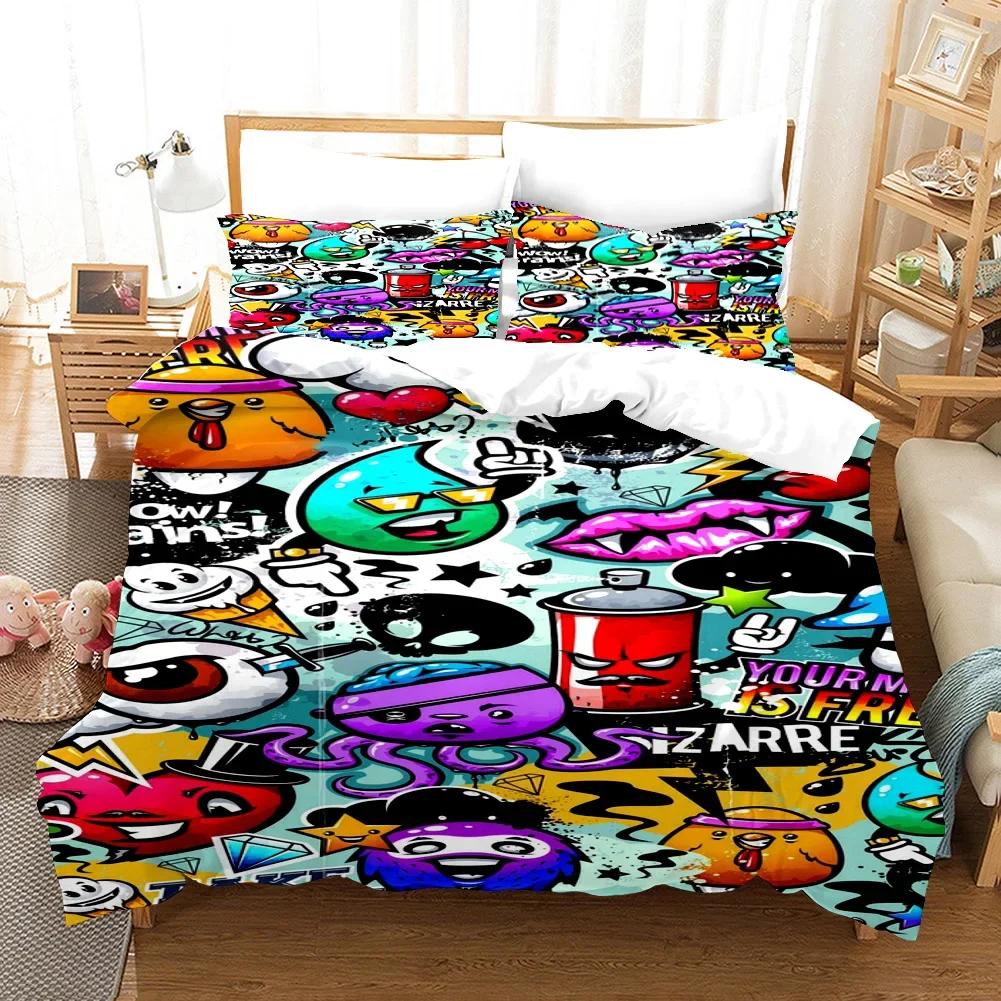 3D Printed Hip-hop Style Bedding Set Single Twin Double Queen King Cal King Size Bed Linen Set