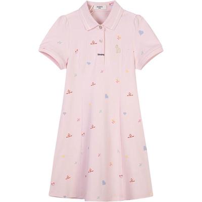 HAZZYS Girls' 2026 Summer Mercerized Cotton Short-Sleeve Polo Dress