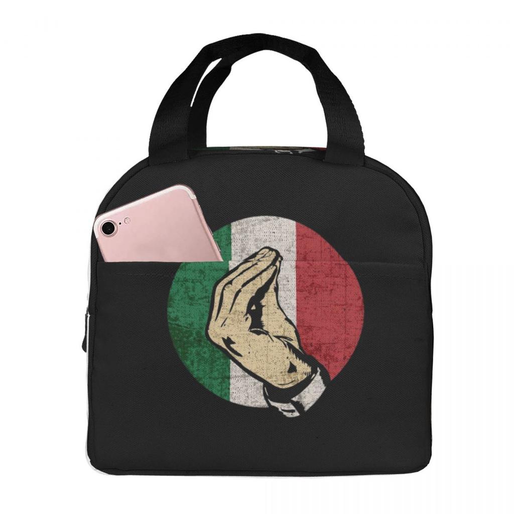 Italian Hand Gesture Sing Language Insulated Lunch Bag for Kids School Cooler Thermal Food Box Tote PortableLunchBoxes Container