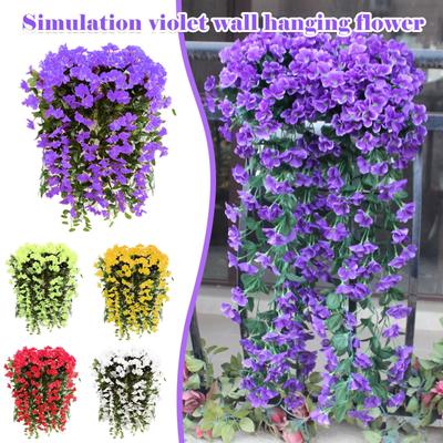 Hanging Flowers Artificial Violet Flower Wall Wisteria Basket Hanging Garland Vine Flowers Fake Orchid