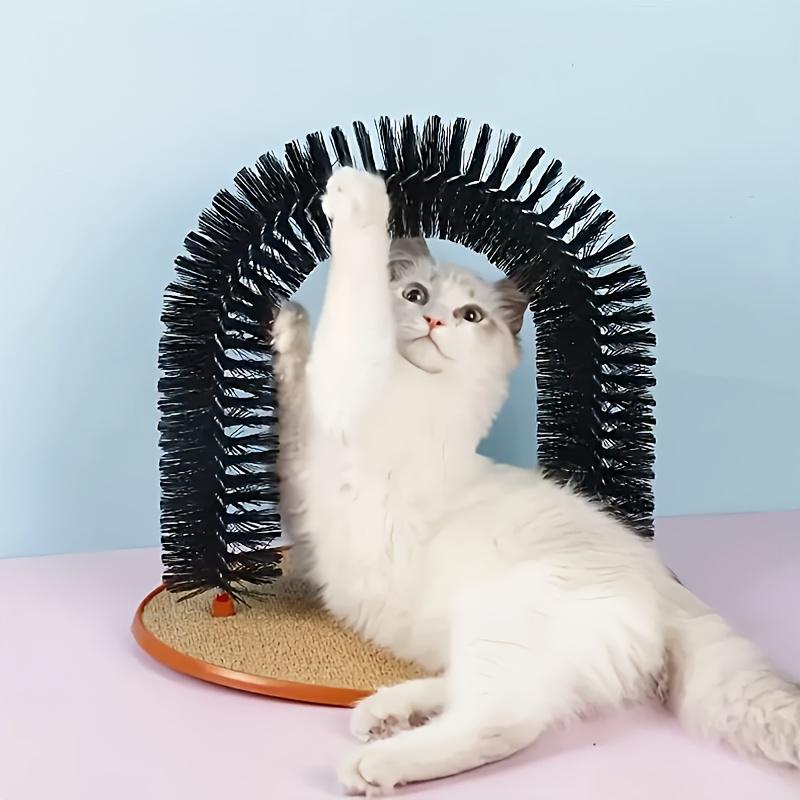 Cat Toy Arch with A Massage Grooming Rubbing Brush Multifunctional Cat Hair Brush Cat Scratching Toy for Cat Kittens Interactive