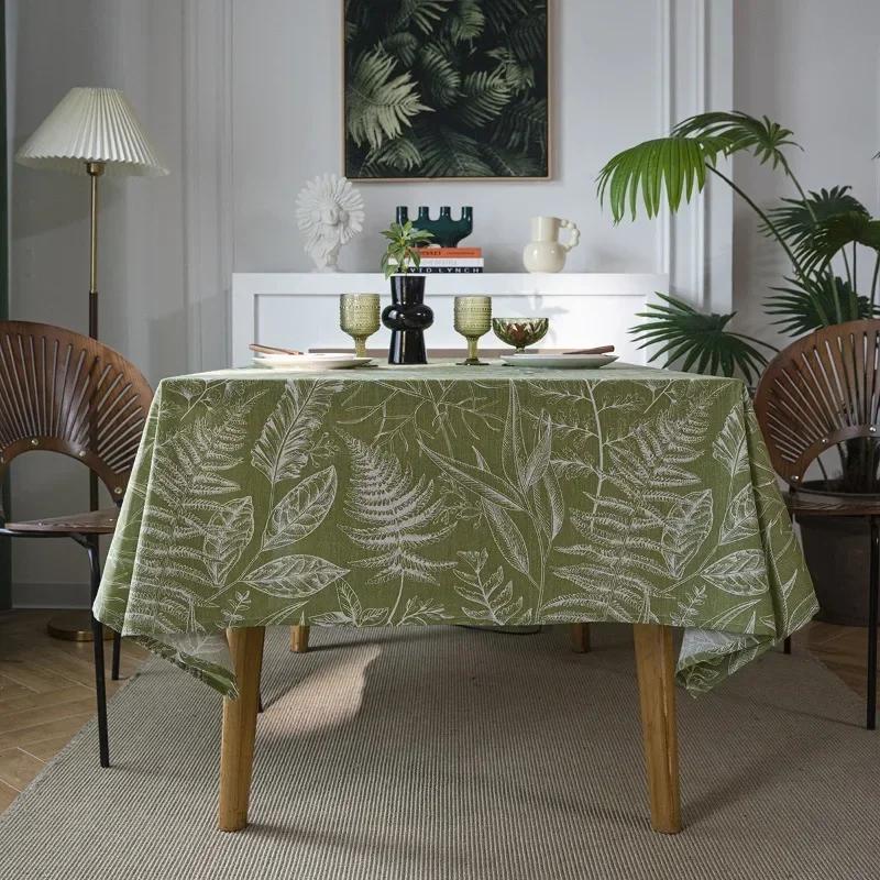 Waterproof Table Cloth Durable Dining Table Cover Print Heavy Fabric Rectangle Sage Green Non-Fading Strong Abrasion Resistance