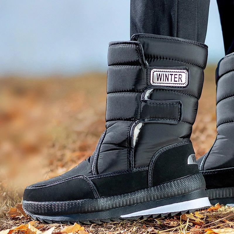 Inverno Novo Moda Botas Masculinas Meia-panturrilha Botas de Neve Exterior Antiderrapante Bota Plataforma Espessada Pelúcia Quente Algodão Sapatos Homens Botas de Neve