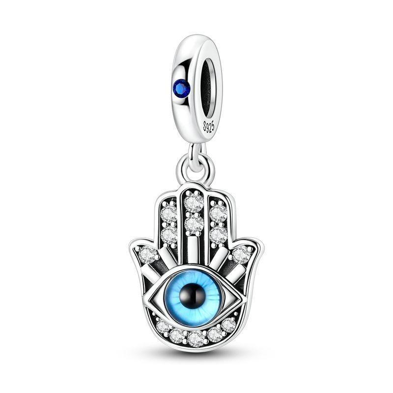 Original Copper Blue Evil Eyes Charms Ring Earrings Bead Palm Pendants Fit Bracelet Necklace Jewelry Gift